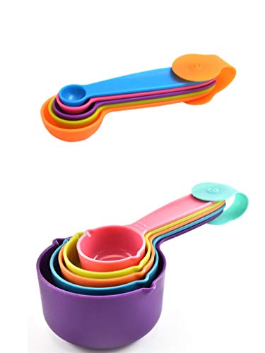 Juegos de 10 Cucharas Medidoras Plástico Cucharas y Tazas Medidoras Multicolor Medidoras de Cocina Medidoras Reposteria Apto para lavavajillas