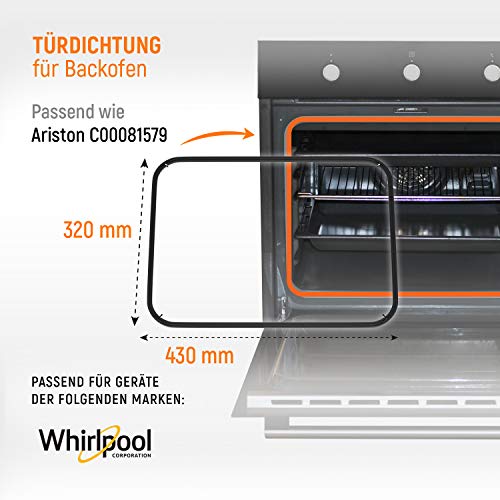 Junta de repuesto para junta de puerta Ariston C00081579, cinta de sellado de goma para horno de Indesit Whirlpool Bauknecht Ignis