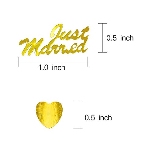 Just Married - Confeti para decoración de mesa (1 onza), S, Dorado