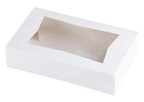 Juvale El cartón Blanco Ventana emergente Box - Pastel de pastelería y panadería con Las Cajas de Ventanas de plástico - (Paquete de 10) - 8 x 5.5 x 2 Pulgadas