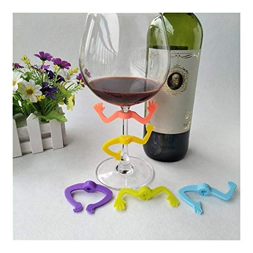 JYSLI Duradera 6pcs Silicona Charade Vino Marcador de Cristal Muestra de consumición Copa Identificador Copa de Martini de los cocteles Champagne (Color al Azar) Flexible (Color : Multi-Colored)