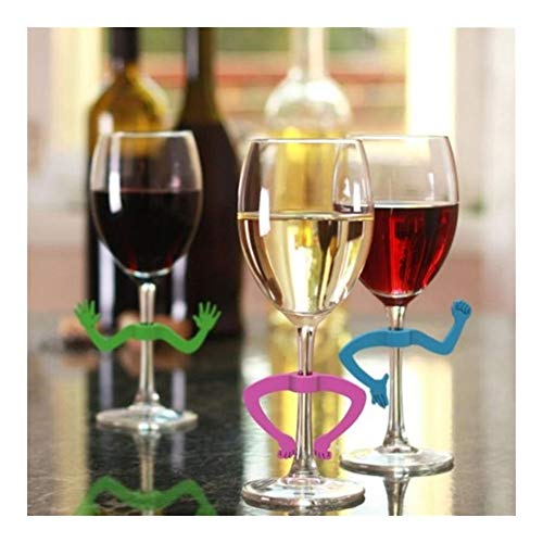 JYSLI Duradera 6pcs Silicona Charade Vino Marcador de Cristal Muestra de consumición Copa Identificador Copa de Martini de los cocteles Champagne (Color al Azar) Flexible (Color : Multi-Colored)