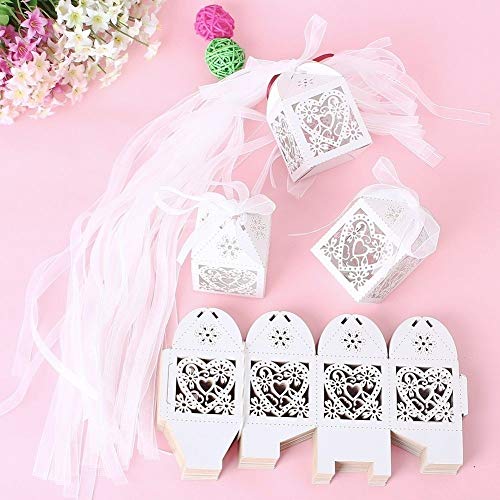 JZK 50x Blanco cajas papel caramelo bombones regalos detalles para boda cumpleaños fiesta bienvenida bebé bautizo sagrada comunión navidad