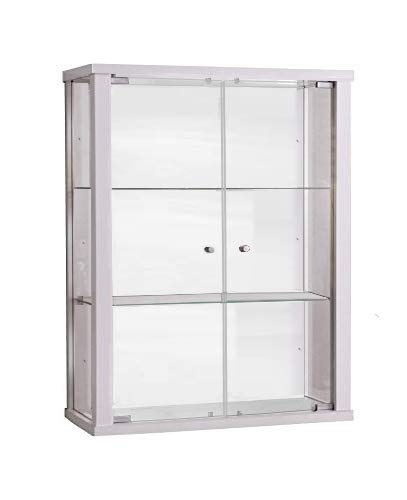 K-Möbel Vitrina en Blanco con 2 estantes de Vidrio Regulables en Altura con Las Dimensiones externas 80x60x25 cm.