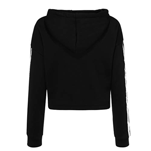 K-Youth Sudaderas con Capucha Cortas Mujer Tumblr Sudaderas Cortas Niñas Sudaderas Adolescentes Chicas Invierno Manga Larga Chandal Chica Sudaderas Stranger Things Mujer Deporte (Negro, S)