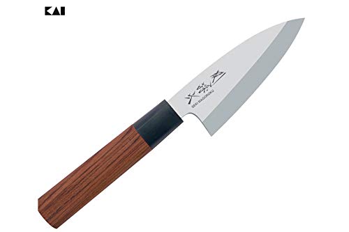 Kai Seki Magoroku Redwood Juego de cuchillos | 1 Yanagiba (Sushi), hoja de 24 cm + 1 Deba (cuchillo de pescado) 15,5 cm + tabla de cortar grande de roble (34 x 21 cm) | VK: 194,90 €