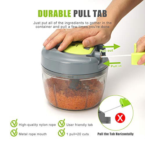 Kalokelvin Picadora Manual de Verdura Cortador de Verduras de Acero Inoxidable para Picar Verduras Frutas Carne Cebolla Jengibre Ajo Ensalada Hacer Comida Suave a Bebé Pequeños（750ML）