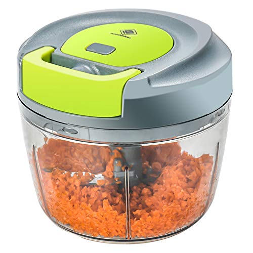 Kalokelvin Picadora Manual de Verdura Cortador de Verduras de Acero Inoxidable para Picar Verduras Frutas Carne Cebolla Jengibre Ajo Ensalada Hacer Comida Suave a Bebé Pequeños（750ML）