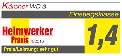 Kärcher Aspirador en seco y húmedo WD 3 17L, 1.000W (1.629-821.0), Corriente sin control de encendido, Plástico, Model Nuevo