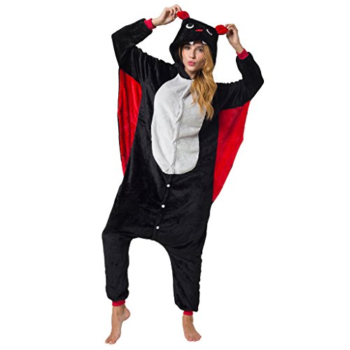 Katara-(10+ Modelos Kigurumi Pijamas Disfraz Animal Halloween Adultos, Color murciélago, Talla 155-165cm (1744)