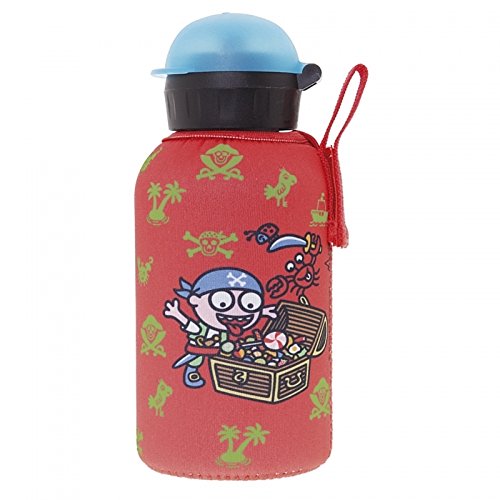 Katuki Saguyaki - Botella Infantil Térmica 0,35L de Acero Inoxidable 18/8 con Funda de Neopreno Roja y Tapón Hit