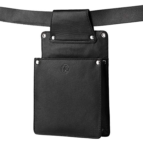 Kavali Concepts Bolso Camarero para Mini iPad o Tablet. Accesorios Camarero del Futuro Funda Holster de Cuero de Calidad Superior Negro para Cinturón Camareros Cafe Bar Restaurante Hosteleria