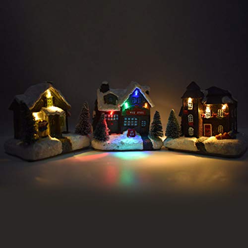 Kawosh Decoración navideña LED Deco Figurita Casa de Navidad Adornos Lindos Decoración de Mesa para decoración de Invierno Funciona con baterías para Decoraciones navideñas 12 * 9 * 11 cm