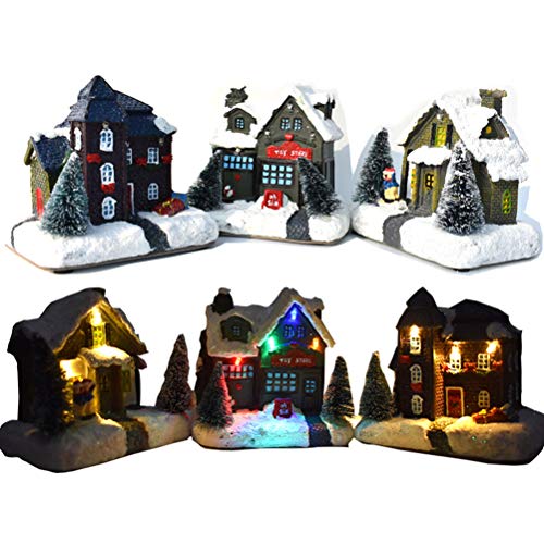 Kawosh Decoración navideña LED Deco Figurita Casa de Navidad Adornos Lindos Decoración de Mesa para decoración de Invierno Funciona con baterías para Decoraciones navideñas 12 * 9 * 11 cm