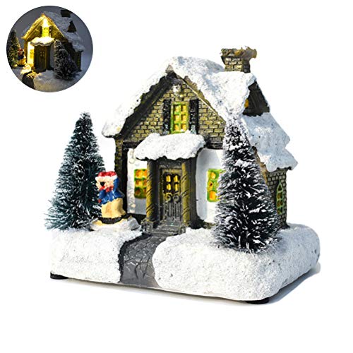 Kawosh Decoración navideña LED Deco Figurita Casa de Navidad Adornos Lindos Decoración de Mesa para decoración de Invierno Funciona con baterías para Decoraciones navideñas 12 * 9 * 11 cm