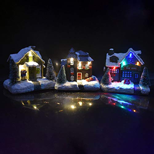 Kawosh Decoración navideña LED Deco Figurita Casa de Navidad Adornos Lindos Decoración de Mesa para decoración de Invierno Funciona con baterías para Decoraciones navideñas 12 * 9 * 11 cm