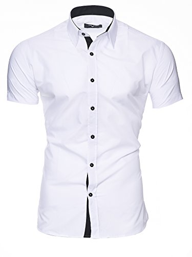 Kayhan Hombre Camisa Manga Corta, Florida White M