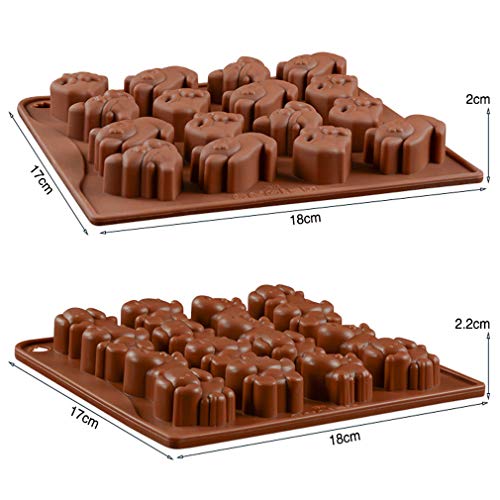 KBstore 2 Pack Moldes de Bombones de Silicona - Forma de Elefante Gato Molde de Silicone para Chocolate/Caramelo de Café/Cubo de Hielo/Gelatina/Mini Jabon #1