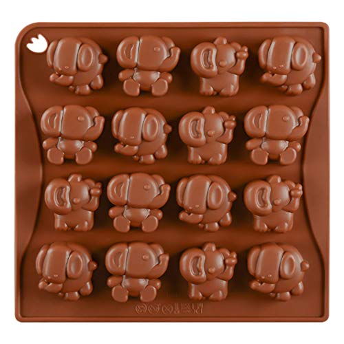 KBstore 2 Pack Moldes de Bombones de Silicona - Forma de Elefante Gato Molde de Silicone para Chocolate/Caramelo de Café/Cubo de Hielo/Gelatina/Mini Jabon #1