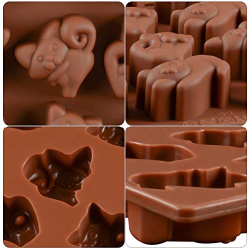 KBstore 2 Pack Moldes de Bombones de Silicona - Forma de Elefante Gato Molde de Silicone para Chocolate/Caramelo de Café/Cubo de Hielo/Gelatina/Mini Jabon #1