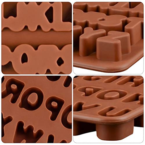 KBstore 2 Pack Moldes de Bombones de Silicona - Forma de Letras Numeros Molde de Silicone para Chocolate/Caramelo de Café/Cubo de Hielo/Gelatina