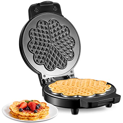 Kealive Gofrera con Revestimiento Antiadherente, Waffle para Gofres en Forma de Corazón Clásica, Gofrera Corazón, Grasa Tiene una Hendidura, 17 cm de Diámetro, óptico Listo Aviso