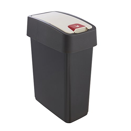 Keeeper Cubo de la Basura Premium con Tapa Abatible, Tacto suave, 10 l, Magne, Gris grafito