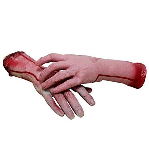 Keersi realista látex Gory brazo humano mano tamaño vida espantoso sangre sangrienta cuerpo partes para Halloween vestido de fiesta de disfraces jardín interior exterior y decoración de cosplay