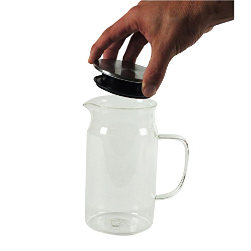 kela 11398 Pitcher - Jarra (1,5 l, Cristal, con Tapa de Acero Inoxidable, diámetro de 9,5 cm, Altura de 26 cm)