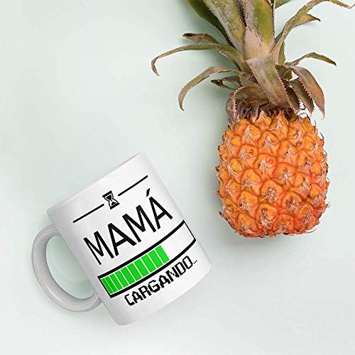 Kembilove. Taza de Café para Mamá con Frases Graciosas y Originales Mamá Cargando. – Taza de Desayuno para Regalar el día del Madre – Tazas de Café para Madres y Abuelas