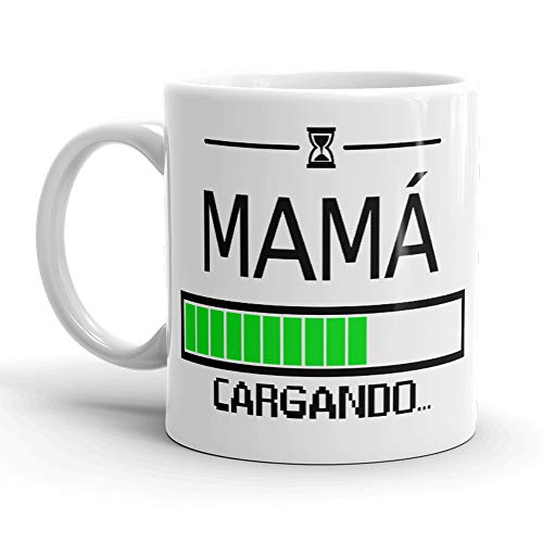 Kembilove. Taza de Café para Mamá con Frases Graciosas y Originales Mamá Cargando. – Taza de Desayuno para Regalar el día del Madre – Tazas de Café para Madres y Abuelas