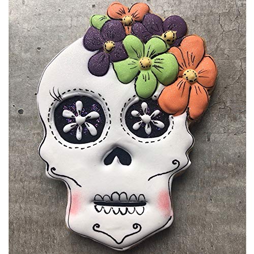 KENIAO - Cortador de galletas de Halloween con calavera de calavera y flores de acero inoxidable de Janka