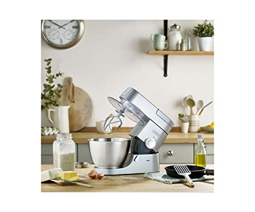 Kenwood Chef KVC3110S - Robot de cocina multifunción, bol de metal de 4.6 L, varillas para mezclar, amasar y batir, indicador de velocidades, 1000 W, color plata