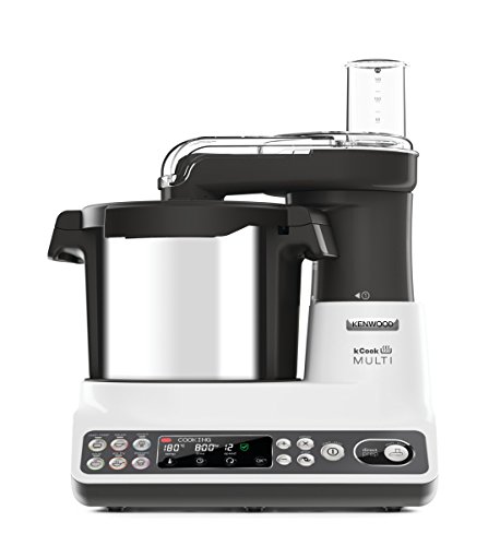 Kenwood KCook Multi CCL401WH - Robot de cocina multifunción de 1500 W, hasta 180ºC, bol de 4.5 L, 6 programas predefinidos, accesorios incluidos, clase A, gris/blanco