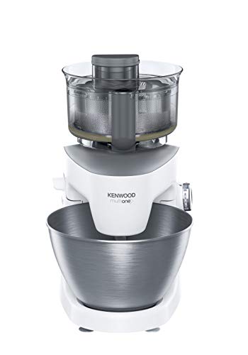 Kenwood KHH326 - Robot de cocina multifunción 1000 W, 4.3 L, mezcla, bate, amasa, batidora de vaso 1.5 L, procesador alimentos 1.4 L, 3 discos, exprimidor, picadora, licuadora, plata/blanco