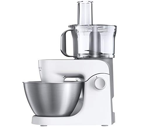 Kenwood KHH326 - Robot de cocina multifunción 1000 W, 4.3 L, mezcla, bate, amasa, batidora de vaso 1.5 L, procesador alimentos 1.4 L, 3 discos, exprimidor, picadora, licuadora, plata/blanco