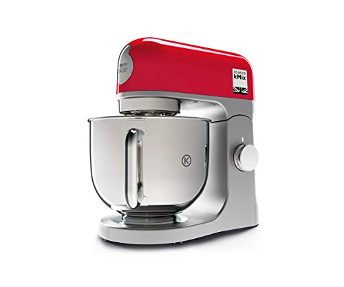 Kenwood kMix KMX750RD - Robot de cocina multifunción, 1000 W, bol metálico de 5 L con asa, gancho para amasar, varillas, mezclado K, Aacero inoxidable, 6 velocidades, color rojo