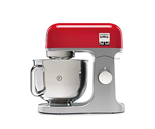 Kenwood kMix KMX750RD - Robot de cocina multifunción, 1000 W, bol metálico de 5 L con asa, gancho para amasar, varillas, mezclado K, Aacero inoxidable, 6 velocidades, color rojo