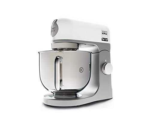 Kenwood kMix KMX750WH - Robot de cocina multifunción, 1000 W, bol metálico de 5 L con asa, gancho para amasar, varillas, mezclado K, Aacero inoxidable, 6 velocidades, color blanco