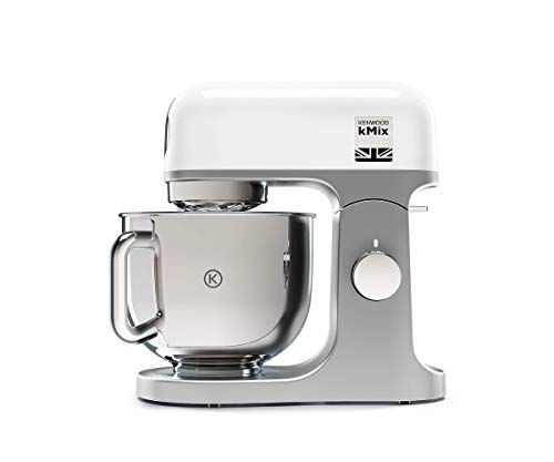 Kenwood kMix KMX750WH - Robot de cocina multifunción, 1000 W, bol metálico de 5 L con asa, gancho para amasar, varillas, mezclado K, Aacero inoxidable, 6 velocidades, color blanco