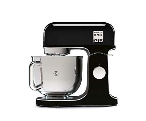 Kenwood KMX75AB kMix - Robot de cocina multifunción, 1000 W, bol metálico de 5 L con asa, gancho para amasar, varillas, mezclado K, Aacero inoxidable, 6 velocidades, color negro