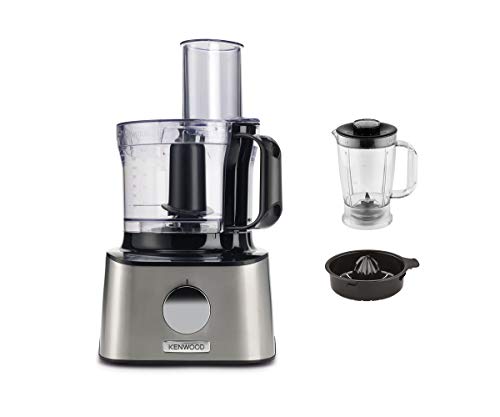 Kenwood Multipro Compact FDM301 - Procesador de alimentos y blender con 8 accesorios, cuchillas de acero inoxidable, potencia 800 W, capacidad 2.1 litros, 2 velocidades, negro/plata