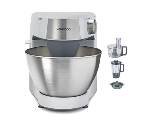 Kenwood Prospero+ KHC29.H0WH - Robot de cocina multifunción, bol 4.3 L, mezclar, batir y amasar, batidora de vaso de cristal 1.5 L, procesador de alimentos 1.4 L con tres discos y exprimidor, blanco