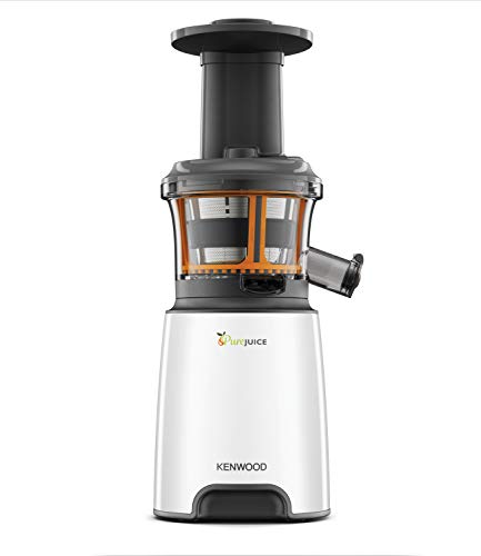 Kenwood Pure Juice JMP600WH Extractor de zumos saludables, uso silencioso, con función de aclarado y tapón anti-goteo, 250 W, 1.3 litros, Plástico, 2 Velocidades, Blanco