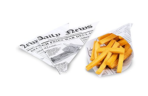 Kerafactum® – 20 Unidades fettdichte pommestüte patatas bolsas patatas varitas para Fish and chips Adecuado French Fries Diseño Daily News – Tamaño 25 x 18 cm