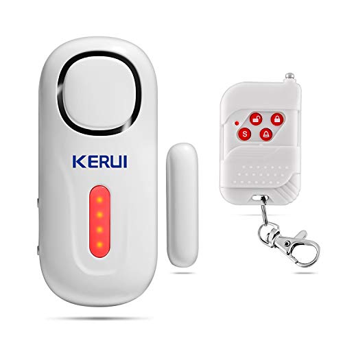 KERUI D2 Alarma de Puerta y Ventana inalámbrico con 120 dB Sonido y Luz para Sistema de Alarma Seguridad Casa, Kit Alarma para Hogar DIY Tal como Sensor Puerta/Detector Movimiento, Fácil de Instalar