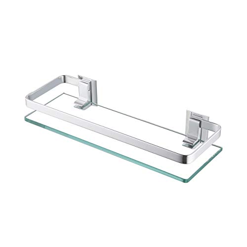 KES Estanteria Baño Aluminio Templado Estanteria Cristal Rectangular 8mm Extra Gruesa Montado en la Pared Plateado A4126A