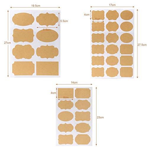 Kesote 204 Etiquetas de Papel Kraft Pegatinas de Pizarra Autoadhesivas Etiquetas de Pizarra para Tarros Decoración con 2 Marcadores de Tiza de Colores