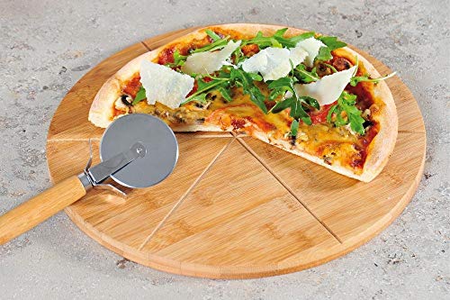 Kesper 58462 - Tabla y Cortador de Pizza (Madera de bambú, diámetro: 32 cm, Grosor: 1,5 cm)