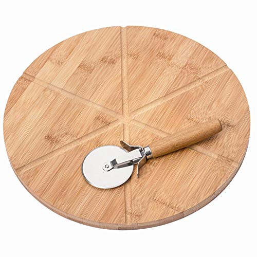 Kesper 58462 - Tabla y Cortador de Pizza (Madera de bambú, diámetro: 32 cm, Grosor: 1,5 cm)